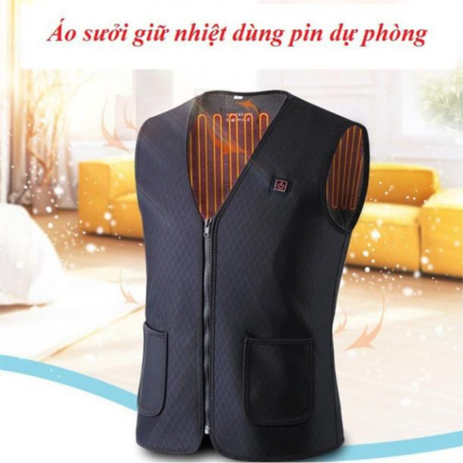 &Aacute;o kho&aacute;c sưởi giữ nhiệt chạy pin m&ugrave;a đ&ocirc;ng