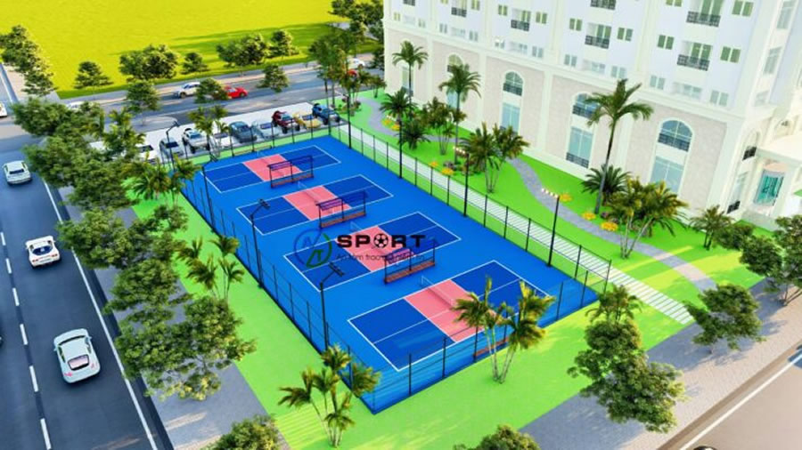 Thi c&ocirc;ng sơn s&acirc;n pickleball tại Vinh Nghệ An	