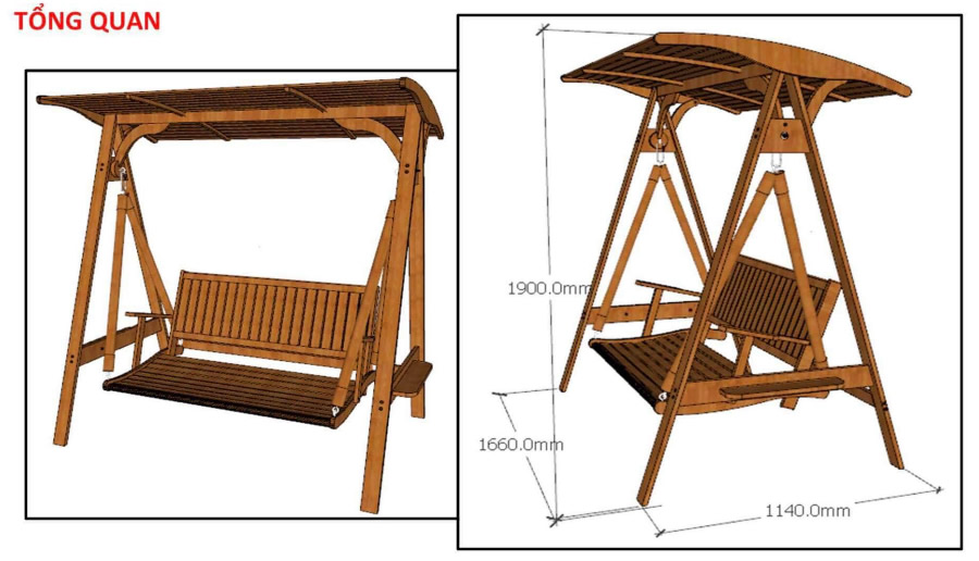 Ghế x&iacute;ch đu gỗ đẹp s&acirc;n vườn ngo&agrave;i trời